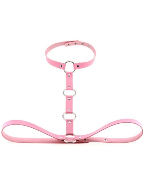 Skórzany harness do biustonosza