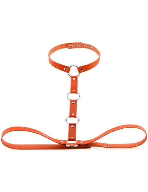 Skórzany harness do biustonosza