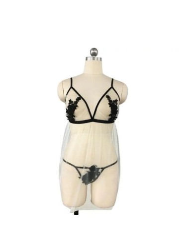 Prześwitująca koronkowa koszula nocna w dużych rozmiarach