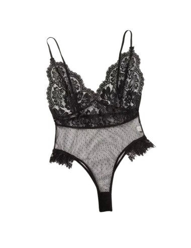 Delikatne body koronkowe z groszkami